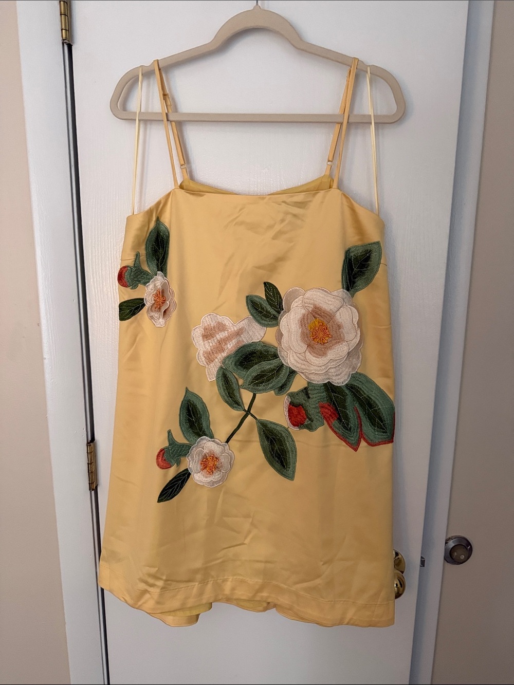 Vici Yellow Floral Appliqué Spaghetti Strap Cami